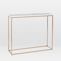 Table console de salon de luxe faite à la main SWT 2026 avec marbre et métal pour usage hôtelier