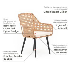 AJUNION per esterni 4 posti ristorante mobili in vimini intrecciati mobili da pranzo Set da giardino con <span class=keywords><strong>tavolo</strong></span> da pranzo rotondo e ombrellone - Product Image 6