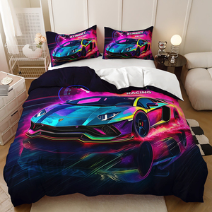 Copripiumino Stampato con Motivi di Auto Sportive di Lusso e Competizioni, Lenzuolo con Angoli Adatto per Set da Letto Maschile - Product Image 6
