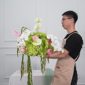 DKB real touch 45cm Green Rose Flower Ball Artificial Floral Ball <b>Table</b> Centerpieces flower ball for Wedding Decoration - Product Image 1