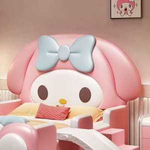 Letto per bambini JINS a tema <span class=keywords><strong>My</strong></span> Melody con scivolo, letto imbottito rosa da principessa per cameretta delle bambine - Product Image 5