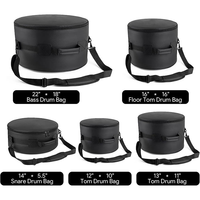 Ensemble de 5 étuis de batterie personnalisés - Sacs de batterie rembourrés, housses de protection légères pour les batteurs, transport de concerts