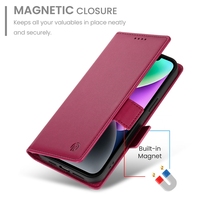 Étui portefeuille magnétique en cuir pour iPhone 17 Air 16E 16 15 Pro Max 14 Plus 13 Mini 12 11 XR X XS 8 7 6 avec fentes pour cartes et rabat Litchi