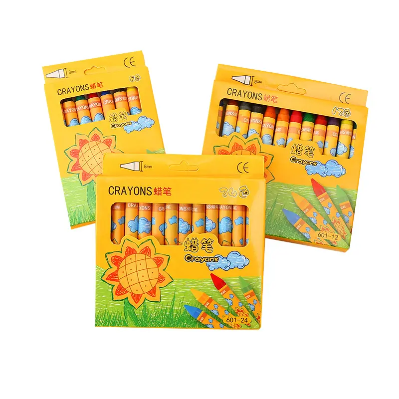Boîte d'emballage pliante en carton pour crayons Boîte à crayons personnalisée 24 couleurs pour enfants