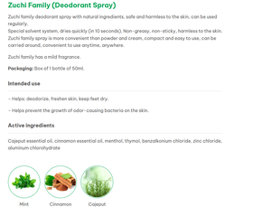 Zuchi Family 50ml Shoe Desodorante Spray Fragancia suave con características de blanqueamiento hidratante Mantener los pies secos Direct Vietnam Factory - Product Image 5