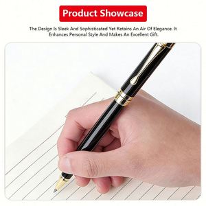 Bolígrafo Promocional Personalizado con Logotipo, Regalo Empresarial de Lujo, Bolígrafo de Metal Negro con Rodillo, 2 Recargas, Juego de Bolígrafos con Punta de Bola y Caja - Product Image 4