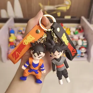 Atacado Em estoque Americano Japão Anime Dos Desenhos Animados Personagem Figura Goku Narutos Chaveiro De Borracha Kawaii Chaveiro 3D PVC Chaveiro