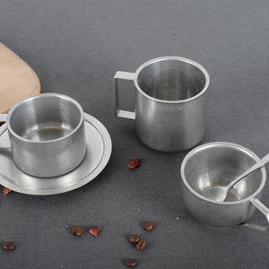 Set di Tazze da Caffè Vintage in Acciaio Inox 304 Satinato con Cucchiaio, Stile Industriale Storico per Uso in Ufficio - Product Image 3