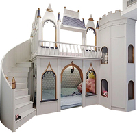 Lit superposé bohème, lit château de princesse, lit cachette secrète avec escalier courbé, lit superposé blanc personnalisé pour chambre de filles, style européen