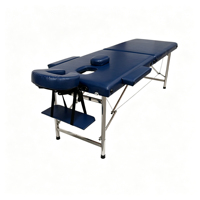 Table de massage portable de luxe à 2 sections avec pieds en acier inoxydable, lit de spa pliable avec appui-tête réglable