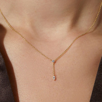 Collier pendentif en forme de Y avec pampilles, en argent sterling S925, incrusté de CZ, style européen élégant, design luxueux
