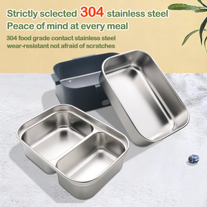 Boîte à lunch <span class=keywords><strong>chauffante</strong></span> électrique en acier inoxydable de 2,8 L, 80 W, chauffe-aliments portable USB, 2 récipients, doublure amovible, sans eau - Product Image 4
