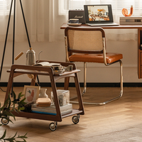 Vente en gros usine : Petit chariot de service en bois massif nordique, table d'appoint, table d'angle de canapé, table à thé rétro, étagère de rangement, chariot de salle à manger