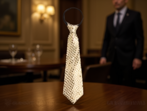 Cravatta con Paillettes Caravats 7,5cm*35cm Oro Chiaro per Abbigliamento Formale con Cinturino Regolabile - Product Image 2