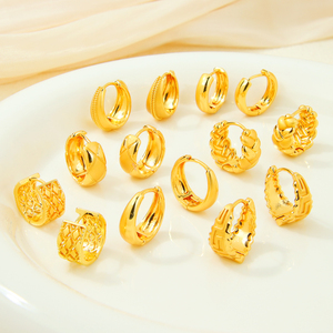 Pendientes de Aro Geométricos de Latón de Lujo para Novia, Chapados en Oro de 21k, Antideslustre, Joyería para Mujer para Fiestas - Product Image 3