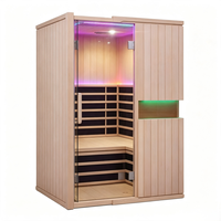 Kabin Sauna Kayu Cedar Merah dengan Kaca Tempered untuk 2-3 Orang, Pemanas Inframerah Jauh untuk Spa Rumah dan Gym