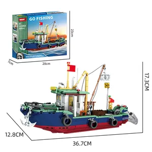 C0356A 582pcs Fishing Boat Model Build Block Toy Set