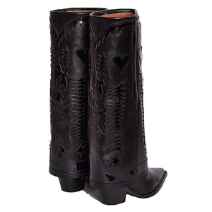 Botas Altas Retro Estilo Western para Mujer, Invierno, Tacón Medio Grueso, Talla Grande 43 - Product Image 3