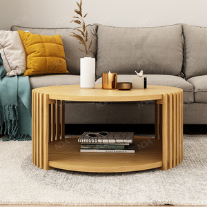 Nouvelle série <span class=keywords><strong>Luka</strong></span> Table basse ronde en bois massif de Style moderne pour la maison meubles de salon loisirs étagère d'extrémité centrale - Product Image 3