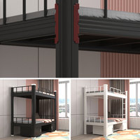 Lit superposé moderne à deux étages en métal avec tiroirs de rangement, pliable, extensible, gain de place, pour hôtel, montage facile