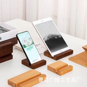 Solid Wood Phone <b>Stand</b> Tablet Holder Beechwood Black Walnut Office Desktop Base Portable Wooden Square Design - Product Image 4