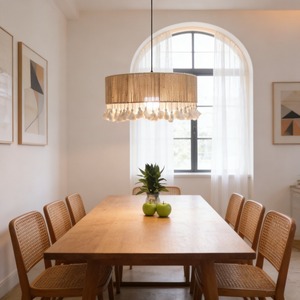 Boho Hand Woven Chandelier Rattan Pendant <strong>Light</strong> Coastal Style Ceiling Lighting <strong>Fixtures</strong> for Living Kitchen Bedroom - Product Image 4