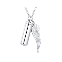 Collier pendentif urne moderne de luxe en acier inoxydable, étanche et durable, avec breloque aile d'ange