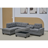 Ensemble de canapés sectionnels modernes rectangulaires en lin noir et gris de haute qualité, 3 pièces, multifonctionnel, pour la maison, le bureau, l'appartement, l'hôtel