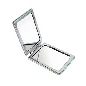 Hot-selling Compact Metal Frame Pocket <b>Mirror</b> with PU Leather 2X Magnifying Mini Heart <b>Square</b> Double Sided Folding Travel <b>Mirror</b> - Product Image 2