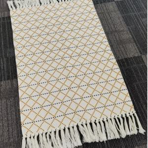 Tapis de porte d'entrée extérieur en coton à rayures bohèmes avec franges - Product Image 5