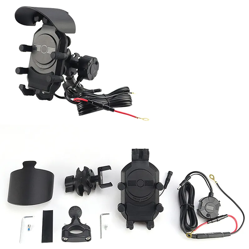 Motorcycle Octopus Phone Mount 36W USB-C Fast Charging Port And 15W Wireless Charging Mobile Phone Holder For Motorcycle