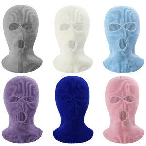 Winter Full Face Balaclava Three Hole Knitted Mask For Outdoor Cycling Windproof Warm Hat Unisex 56-58Cm - Product Image 2
