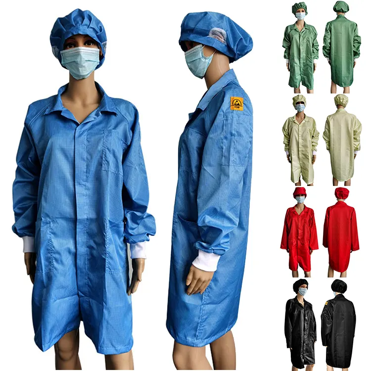 Smock antiestático cind 2.5mm, cobertura anti-estática de laboratório, smocks esd com mesmo tampa de cor