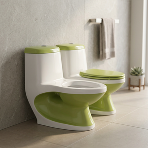 WC monobloc carré en céramique à poser au sol, cuvette de toilette à siphon, WC moderne pour salle de bain - Product Image 2