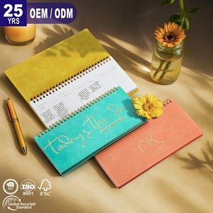Low MOQ Calendars Desktop Table Decoration Wholesale Custom Logo OEM PU Leather Journal Office Supplies Undated Weekly Planners
