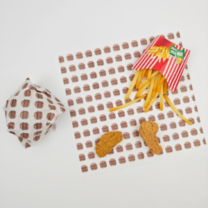Customized Eco-Friendly Virgin Food Safe Grade Greaseproof Burger <b>Paper</b> with <b>Wax</b> Coating for Meat Wrapping Custom Logo Printing - Product Image 2