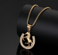 Collier pendentif tête de cheval du zodiaque hip-hop en vente flash, personnalisable, haute qualité, plaqué or 18 carats, acier inoxydable, bijoux tendance