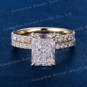 Nhẫn đính hôn bằng vàng khối 10K 14K 18K màu vàng, bạc S925, kim cương nhân tạo mài giác Radiant, chứng nhận IGI, kích thước 0.5ct-3ct, dành cho nữ - Product Image 1