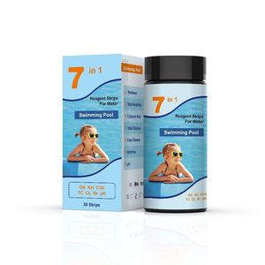 <span class=keywords><strong>Bandelettes</strong></span> de test rapide 7-en-1 pour l'<span class=keywords><strong>eau</strong></span> de <span class=keywords><strong>piscine</strong></span> : chlore libre, brome, pH, alcalinité, dureté – <span class=keywords><strong>Analyse</strong></span> de l'<span class=keywords><strong>eau</strong></span> pour piscines, spas et bains à remous - Product Image 1
