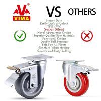 Roues pivotantes robustes VIMA pour chariot, 4,5 pouces, en TPR, avec frein, roulement à billes silencieux