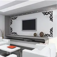 3d çin dantel akrilik ayna üç boyutlu duvar çıkartmaları oturma odası tavan TV arka plan duvar dekorasyon avrupa sınır