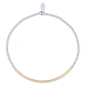 Pulsera fina de barra elástica chapada en oro amarillo - Product Image 2