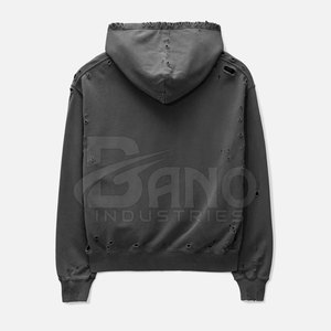 Servicio OEM al por mayor mejor diseño sudaderas con capucha desgastadas con cremallera logotipo personalizable Color sólido ligero para la temporada de otoño - Product Image 2