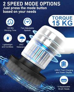 GEERLEPOL <b>Electric</b> <b>for</b> Spin Scrubber Adjustable Extension Handle Waterproof Bathroom <b>Cleaning</b> <b>Brush</b> Long Handle <b>for</b> kitchen use - Product Image 2