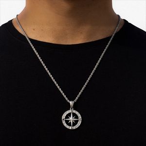 Collana di gioielli da uomo in acciaio inox <span class=keywords><strong>con</strong></span> nuovo Design argento oro <span class=keywords><strong>bussola</strong></span> <span class=keywords><strong>ciondolo</strong></span> cavo placcato in oro placcato oro - Product Image 3
