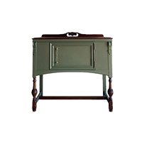Buffet vintage américain en bois massif sculpté vert, console de rangement pour entrée de villa et salon, vente en gros