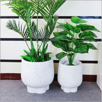 Pot Bunga Fiberglass Bulat Besar Gaya Art Deco, Ringan, Tahan Lama, Cocok untuk Penggunaan Komersial & Taman