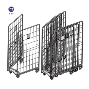 अनुकूलित बचत लागत गैल्वेनाइज्ड धातु स्टील वायर मेष 2 साइड नेस्टेबल तह रोलिंग स्टोरेज कार्ट - Product Image 3