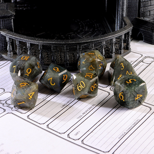Chất lượng cao D6 D20 Labradorite đa mặt xúc xắc thiết lập đa diện xúc xắc Board trò chơi đá quý tùy chỉnh màu sắc đóng gói tùy chỉnh - Product Image 2