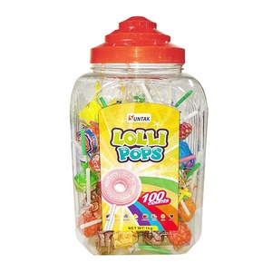 Paquete de 1 kg de Paletas de Caramelo en Botella de Plástico para Venta al por Menor en Tiendas de Abarrotes, Caramelos de Frutas - Product Image 1